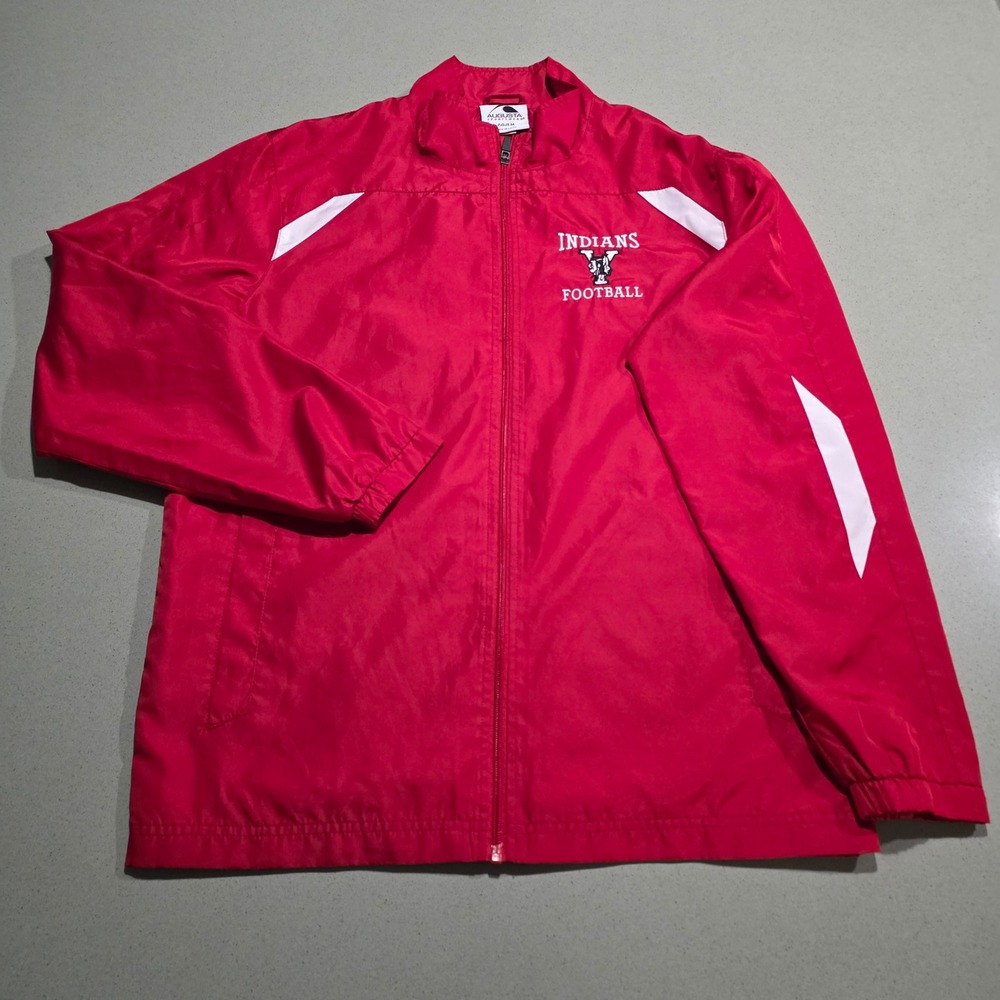 Augusta Sportswear Mens Indians Football Windbreaker Jacket Red Size M 1363